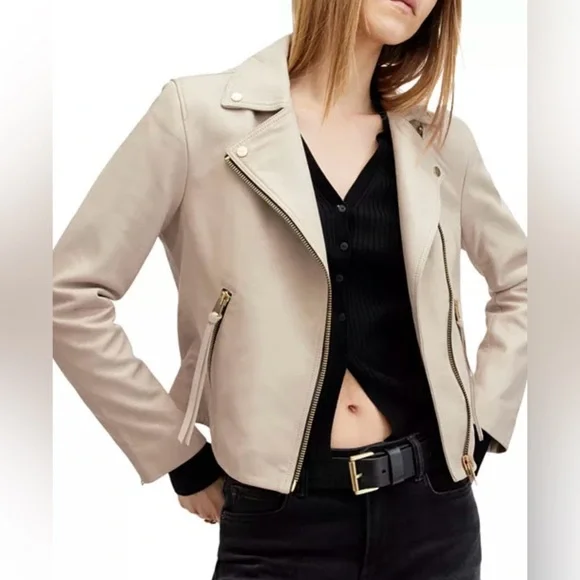 All Saints Dalby Leather Biker Jacket - Picture 4 of 14